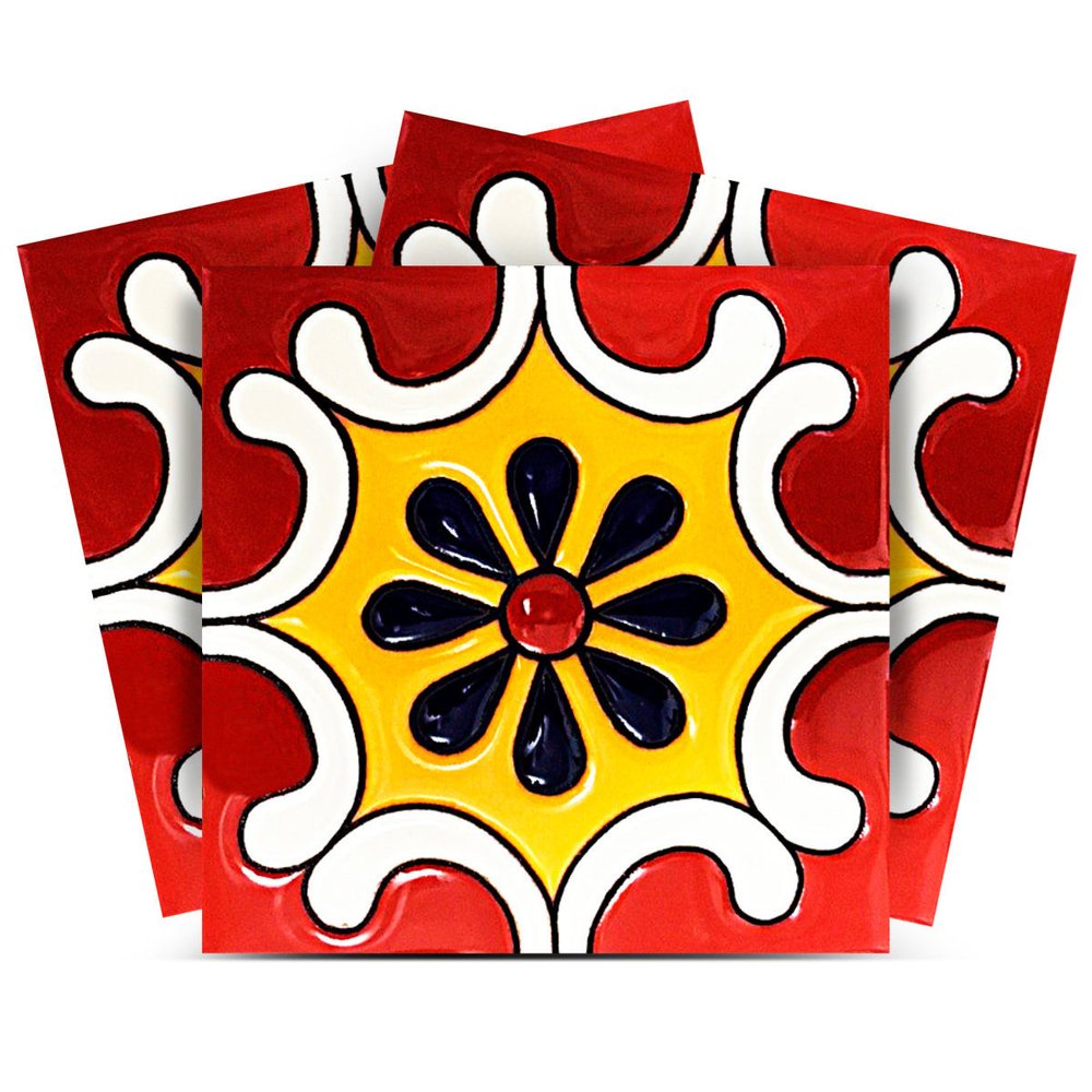 7" x 7" Red And White Vinyl Peel And Stick Removable Tiles HomeRoots