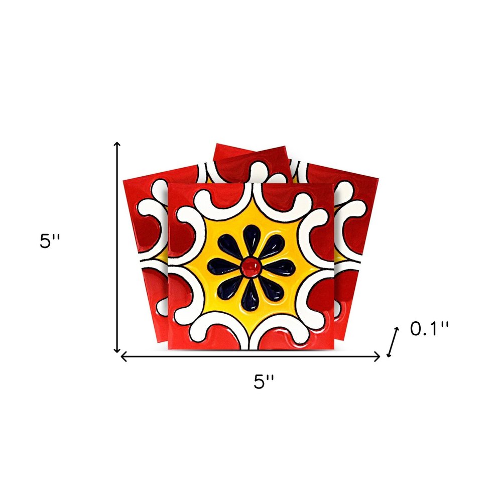 4" X 4" Blue Gray Yellow Pop Peel And Stick Removable Tiles HomeRoots