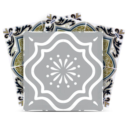 5" X 5" Vintage Sage Medallion Peel And Stick Removable Tiles HomeRoots