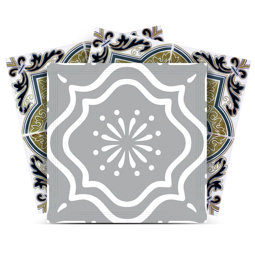 5" X 5" Vintage Sage Medallion Peel And Stick Removable Tiles HomeRoots