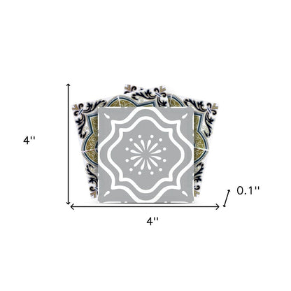 4" X 4" Vintage Sage Medallion Peel And Stick Removable Tiles HomeRoots