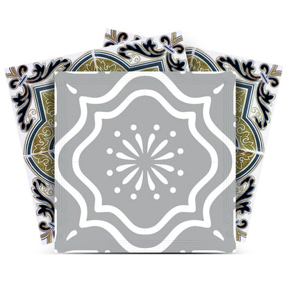 5" X 5" Vintage Sage Medallion Peel And Stick Removable Tiles HomeRoots