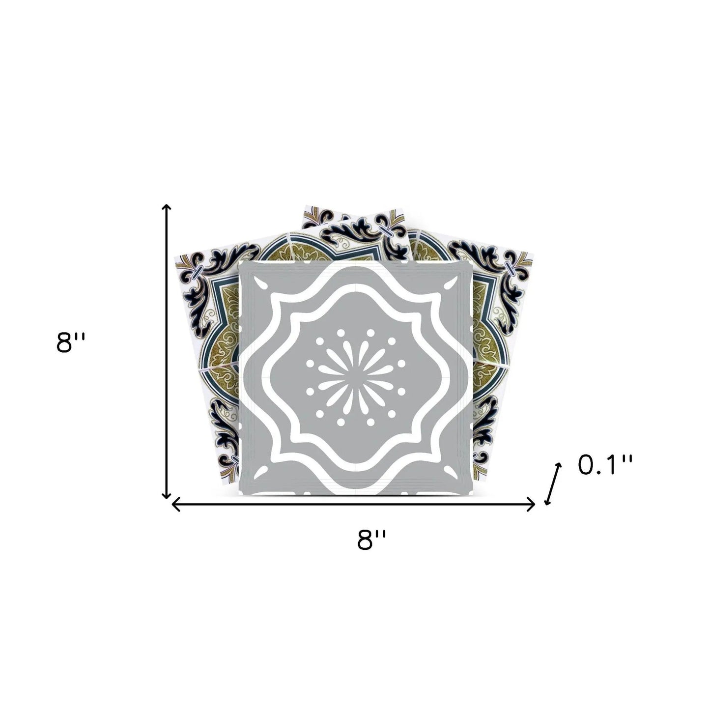 4" X 4" Vintage Sage Medallion Peel And Stick Removable Tiles HomeRoots