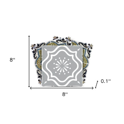 4" X 4" Vintage Sage Medallion Peel And Stick Removable Tiles HomeRoots