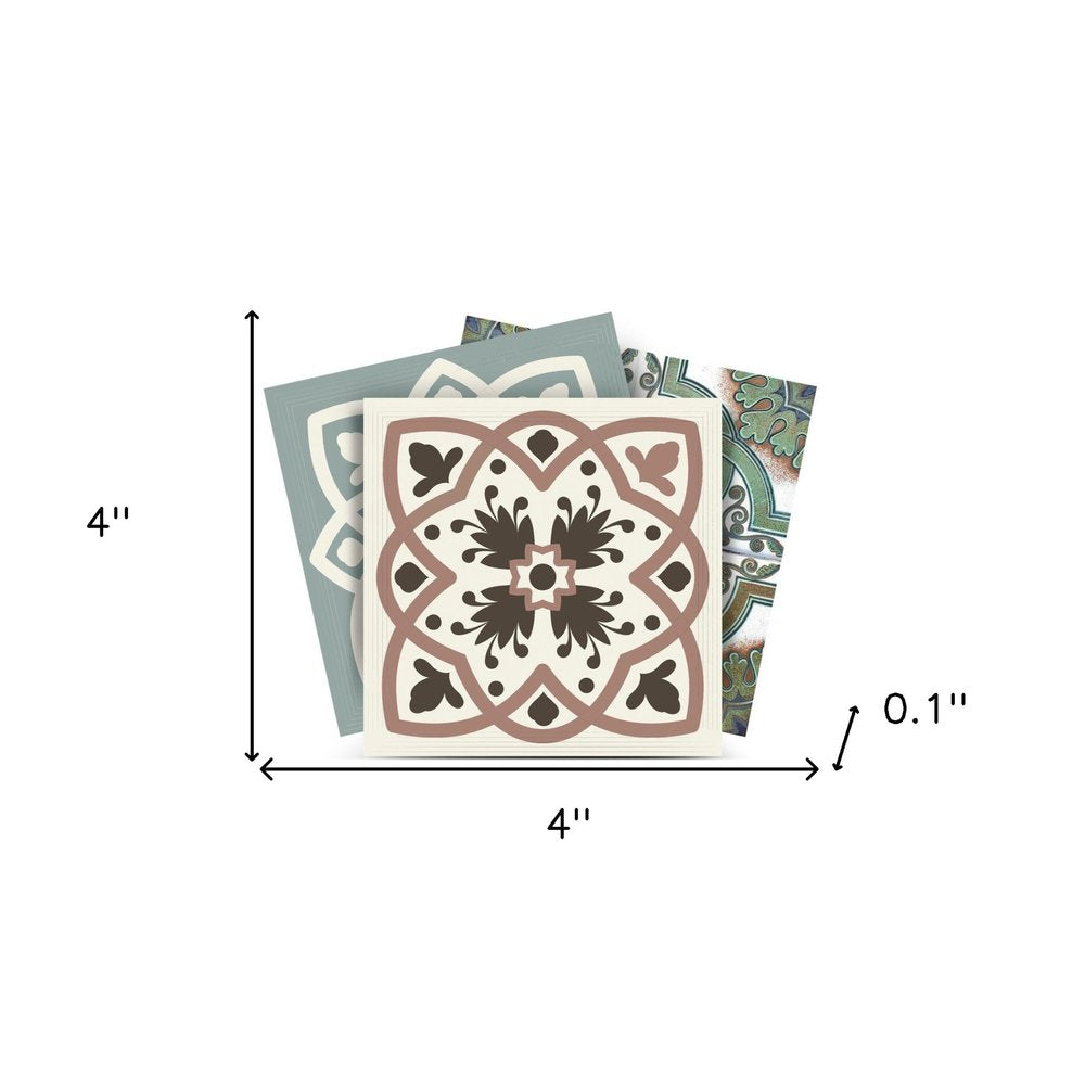 4" X 4" Vintage Sage Mosaic Peel And Stick Removable Tiles HomeRoots