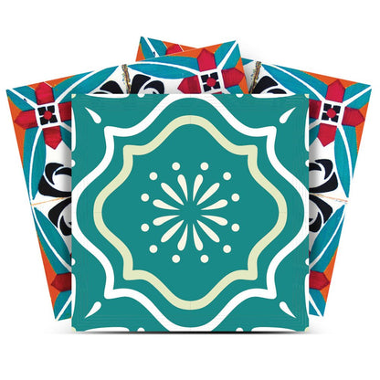 4" X 4" Turq And Terra Cotta Scroll Peel And Stick Removable Tiles HomeRoots