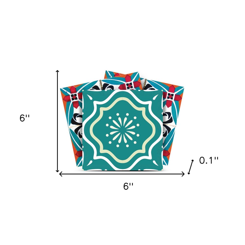 12" x 12" Turquoise Vinyl Arabesque Peel And Stick Removable Tiles HomeRoots