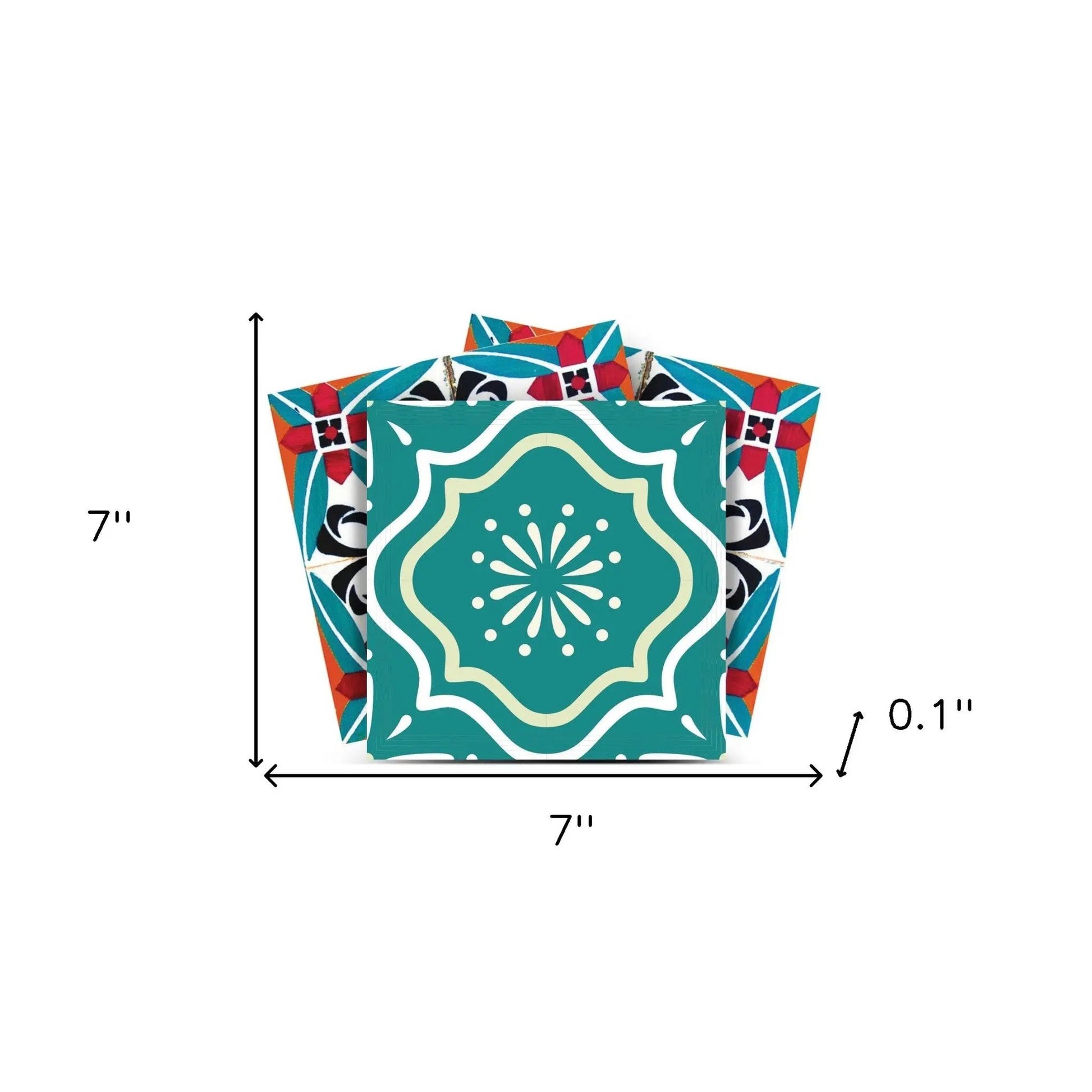 4" X 4" Turq And Terra Cotta Scroll Peel And Stick Removable Tiles HomeRoots