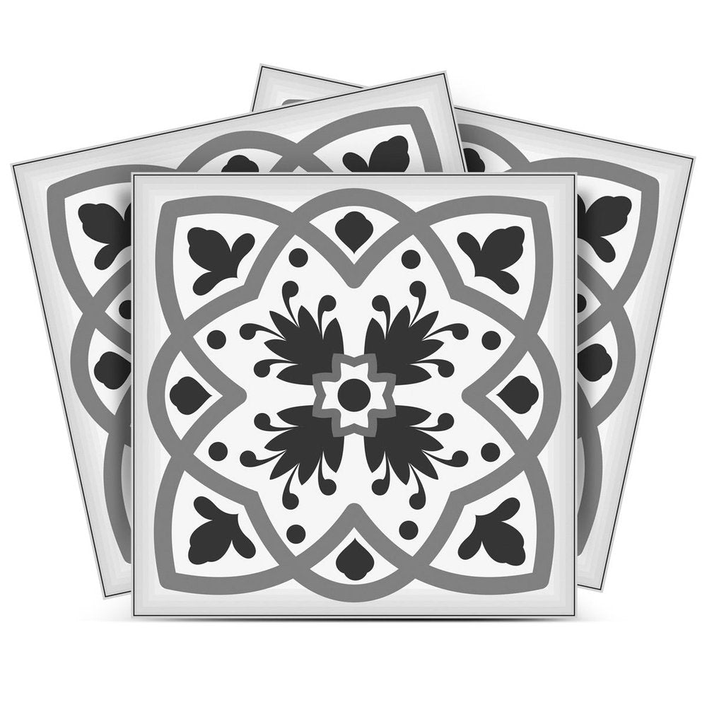 12" x 12" Charcoal Vinyl Arabesque Peel And Stick Removable Tiles HomeRoots