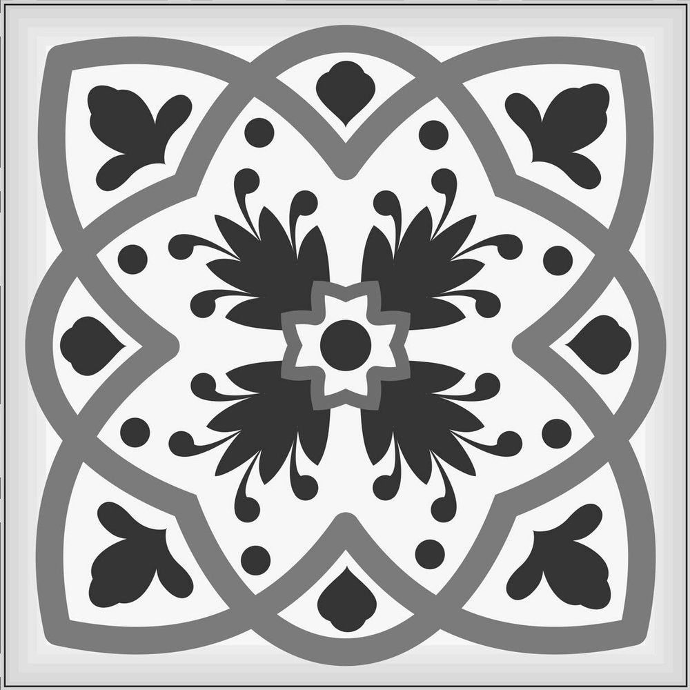 4" X 4" Charcoal And White Scroll Peel And Stick Removable Tiles HomeRoots