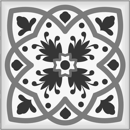 4" X 4" Charcoal And White Scroll Peel And Stick Removable Tiles HomeRoots