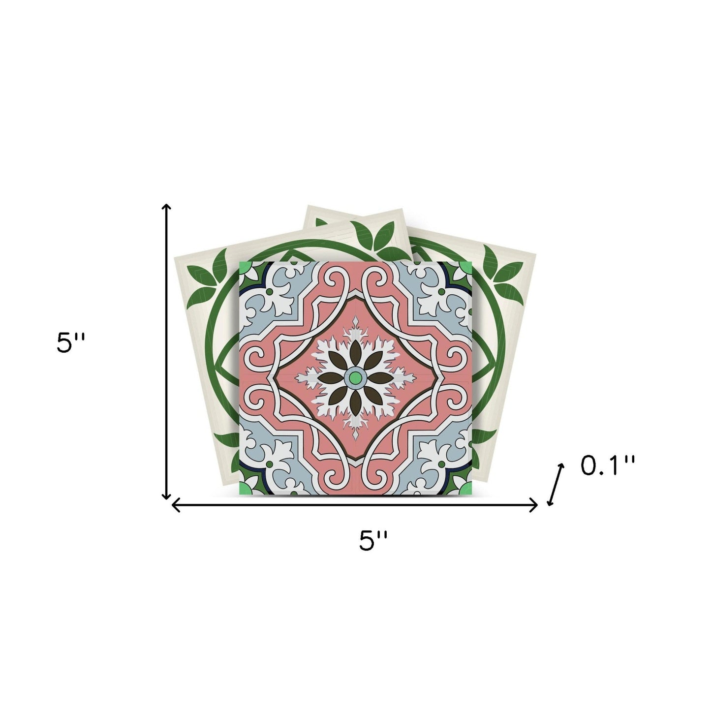 4" X 4" Vintage Green And Taupe Mosaic Peel And Stick Removable Tiles HomeRoots