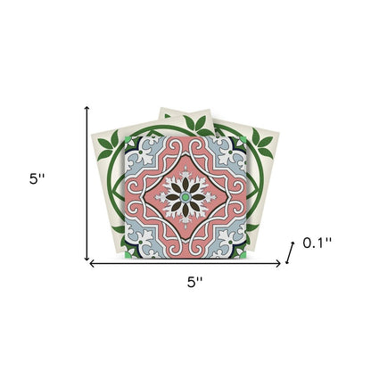 4" X 4" Vintage Green And Taupe Mosaic Peel And Stick Removable Tiles HomeRoots