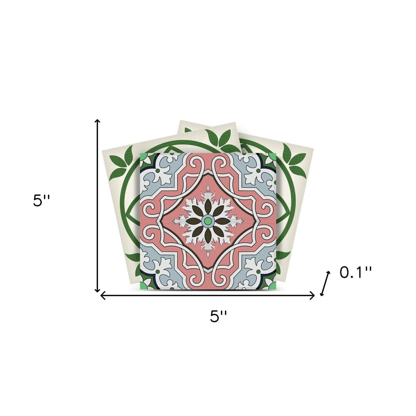 4" X 4" Vintage Green And Taupe Mosaic Peel And Stick Removable Tiles HomeRoots