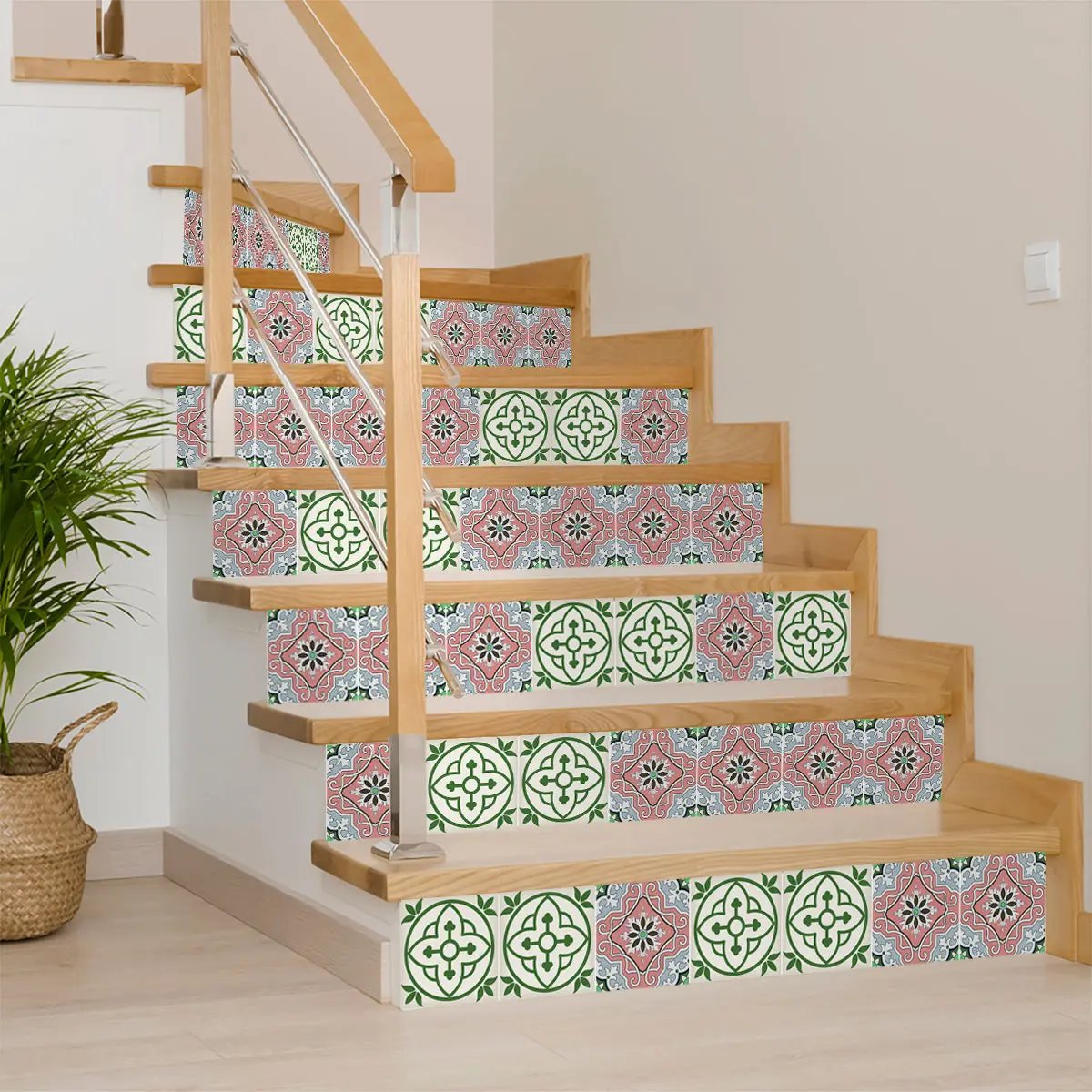 4" X 4" Vintage Green And Taupe Mosaic Peel And Stick Removable Tiles HomeRoots