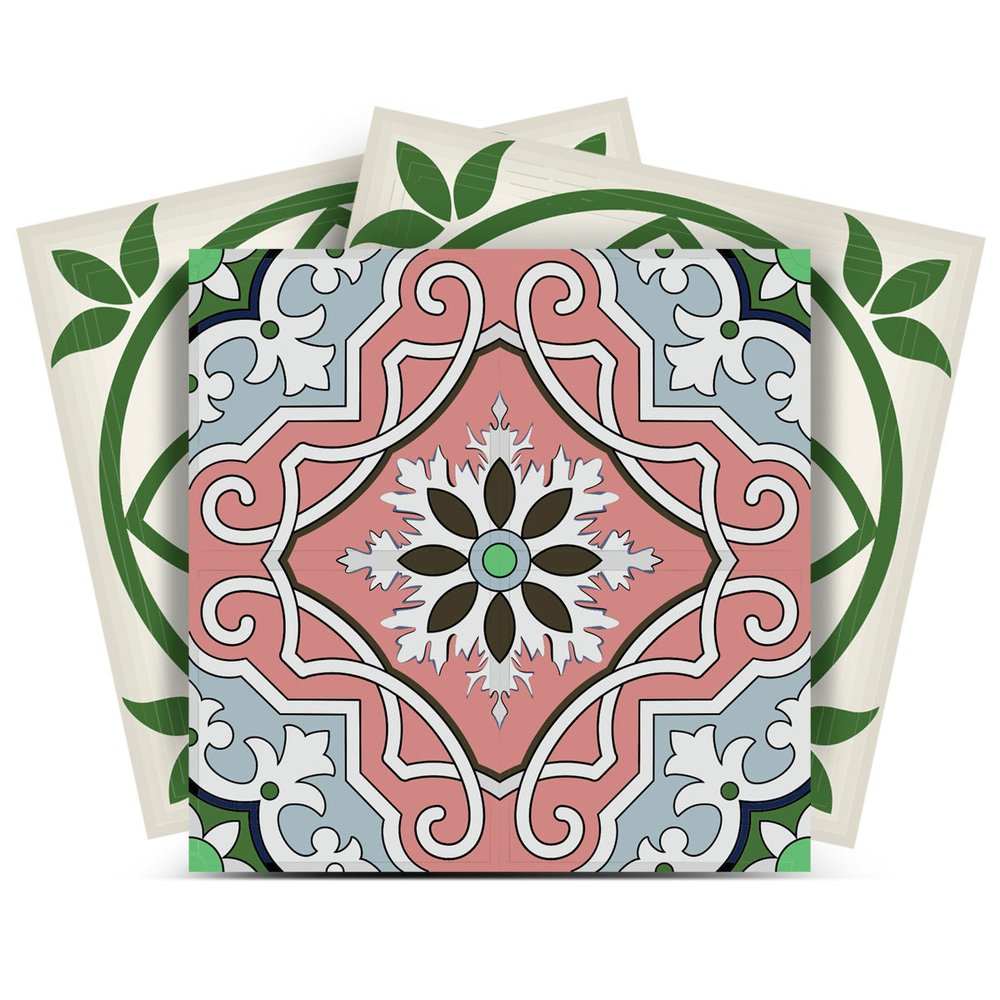 4" X 4" Vintage Green And Taupe Mosaic Peel And Stick Removable Tiles HomeRoots