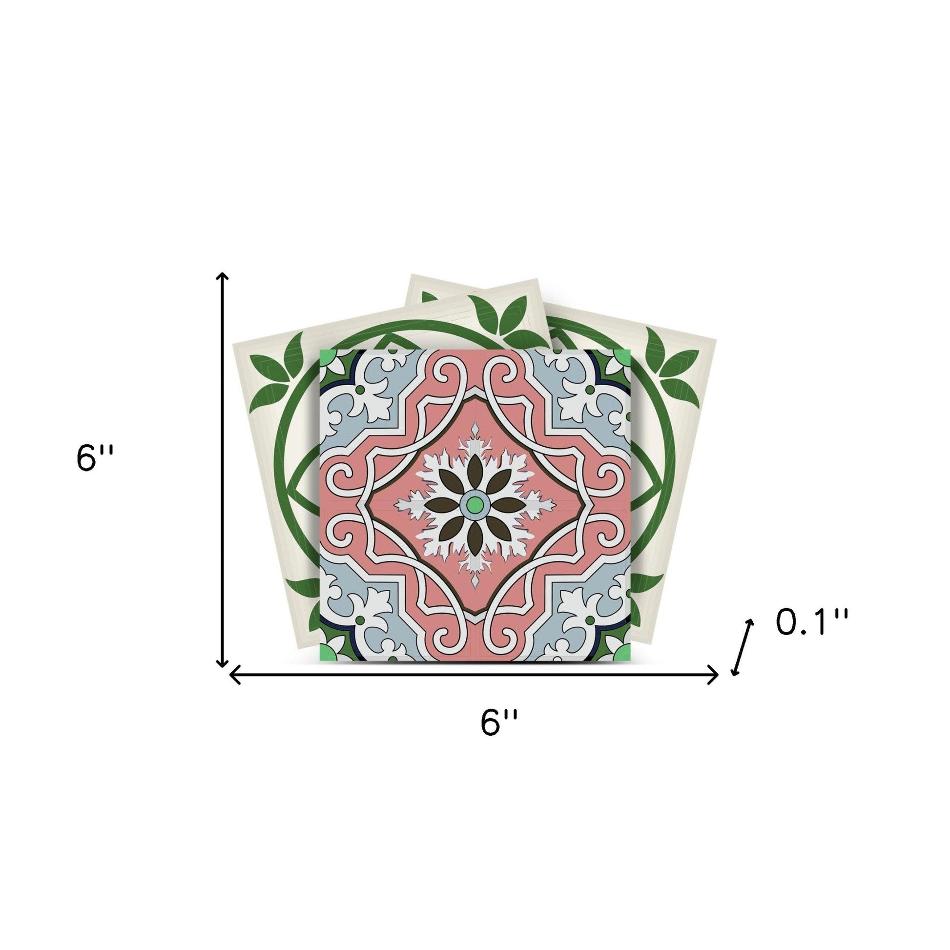 4" X 4" Vintage Green And Taupe Mosaic Peel And Stick Removable Tiles HomeRoots