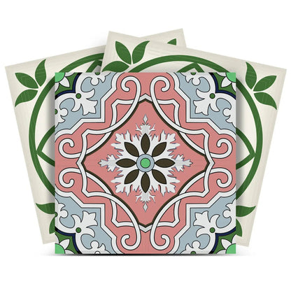 4" X 4" Vintage Green And Taupe Mosaic Peel And Stick Removable Tiles HomeRoots