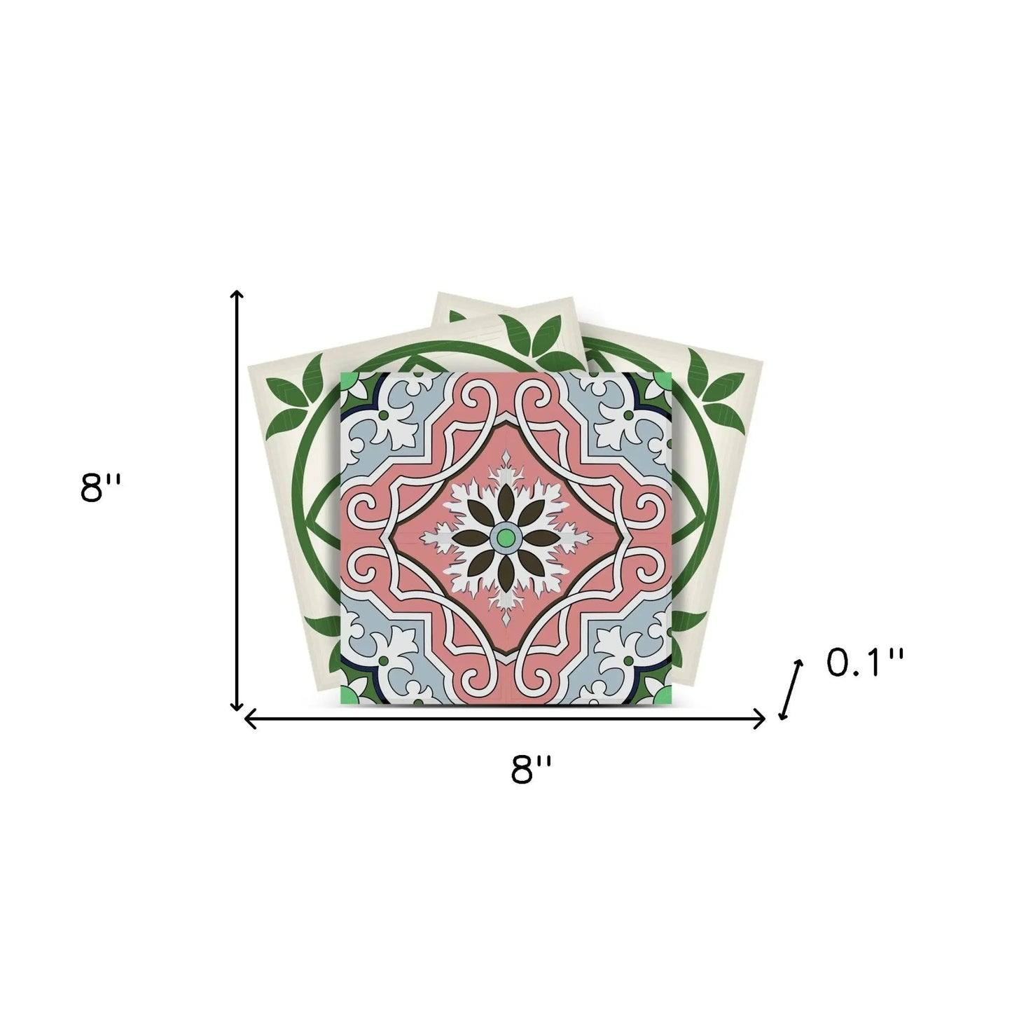 4" X 4" Vintage Green And Taupe Mosaic Peel And Stick Removable Tiles HomeRoots