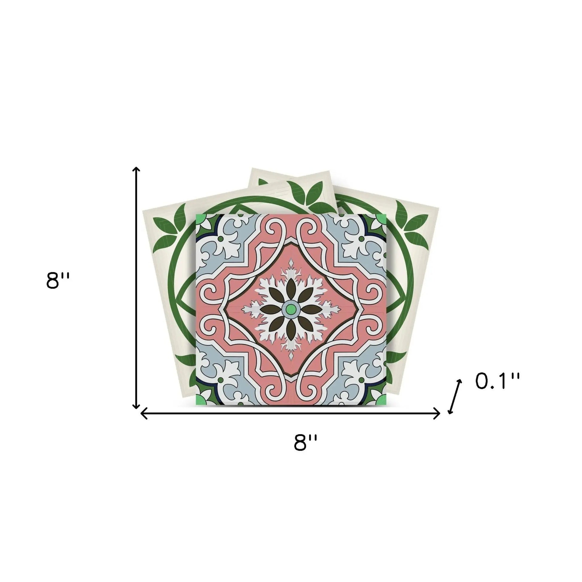 4" X 4" Vintage Green And Taupe Mosaic Peel And Stick Removable Tiles HomeRoots