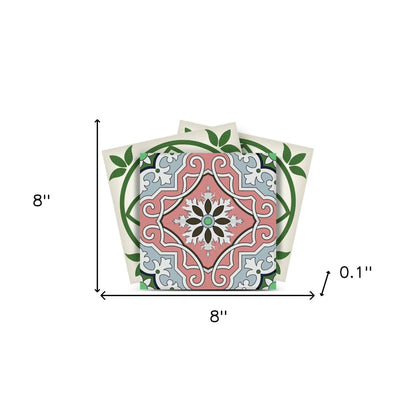 4" X 4" Vintage Green And Taupe Mosaic Peel And Stick Removable Tiles HomeRoots