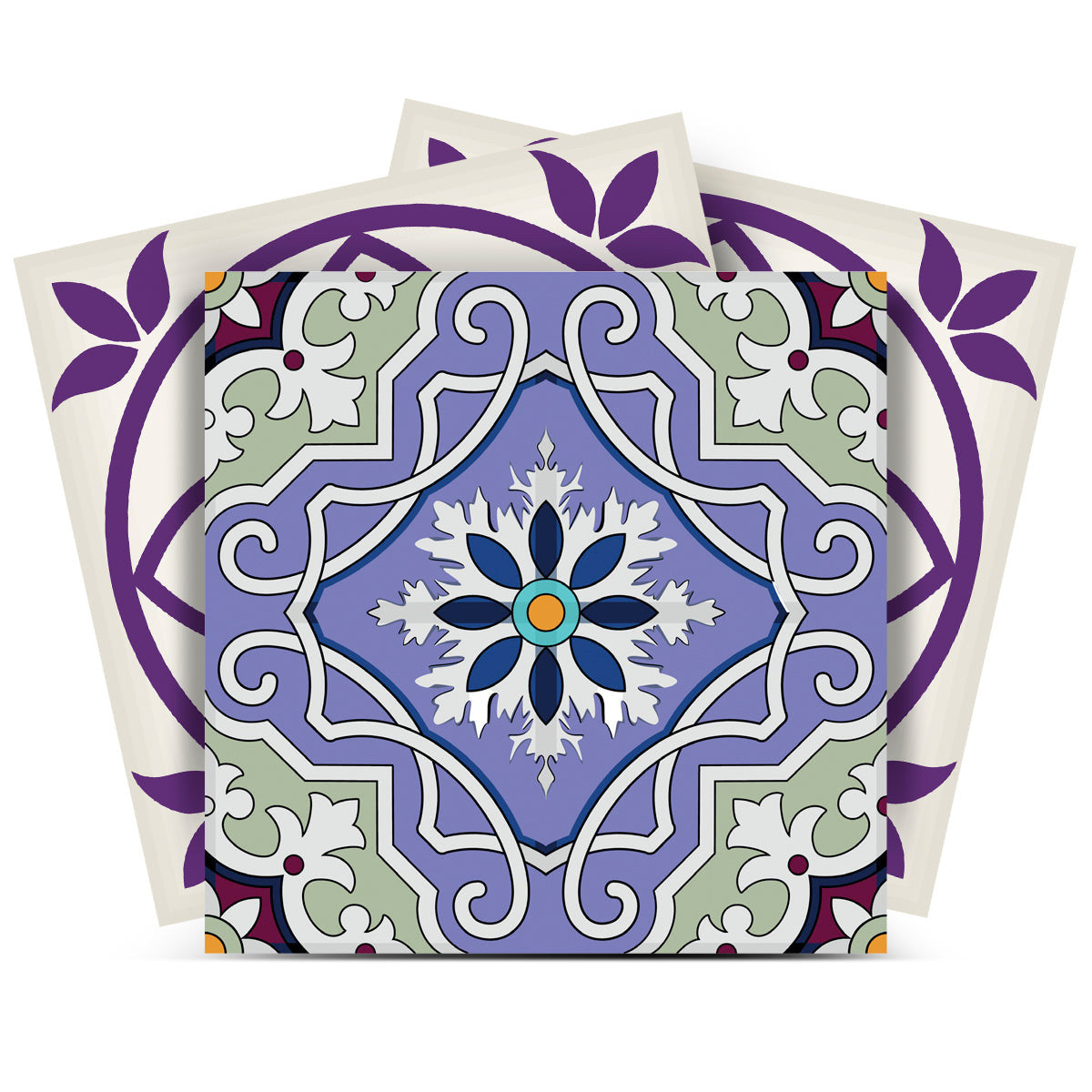 4" X 4" Vintage Purple And Taupe Mosaic Peel And Stick Removable Tiles HomeRoots