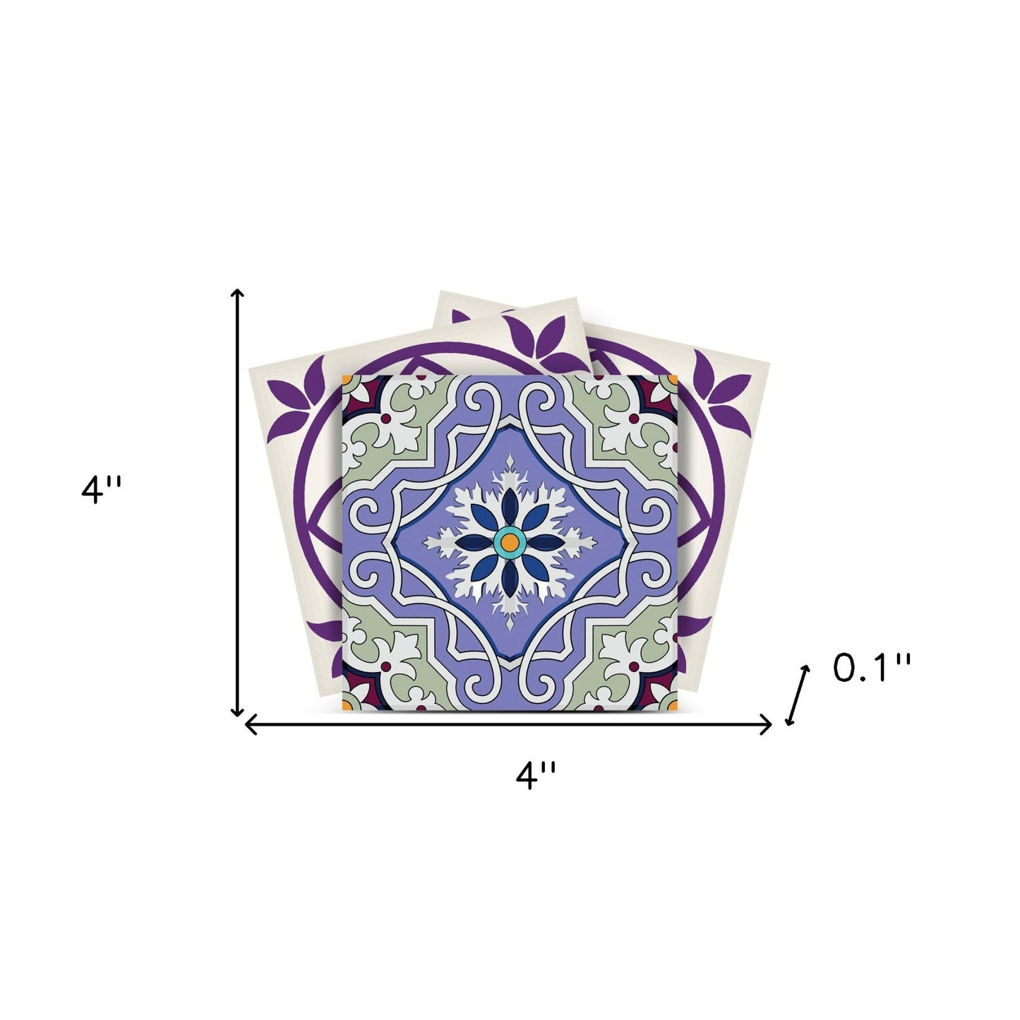 4" X 4" Vintage Purple And Taupe Mosaic Peel And Stick Removable Tiles HomeRoots