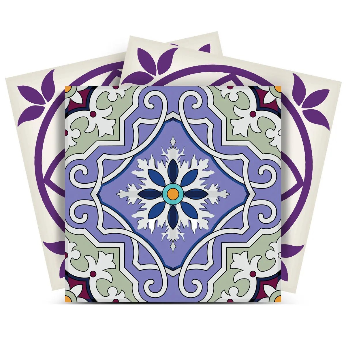 4" X 4" Vintage Purple And Taupe Mosaic Peel And Stick Removable Tiles HomeRoots