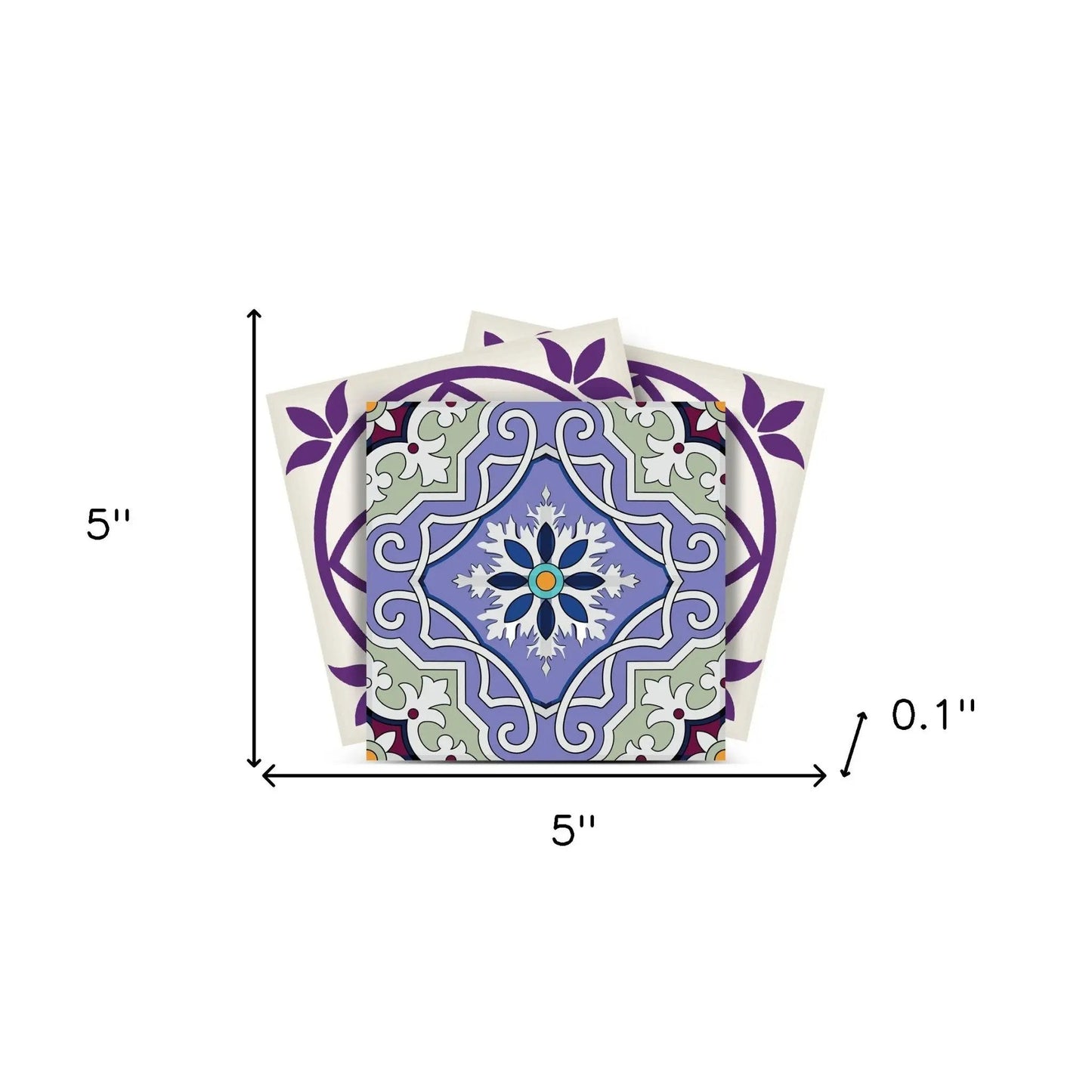 4" X 4" Vintage Purple And Taupe Mosaic Peel And Stick Removable Tiles HomeRoots