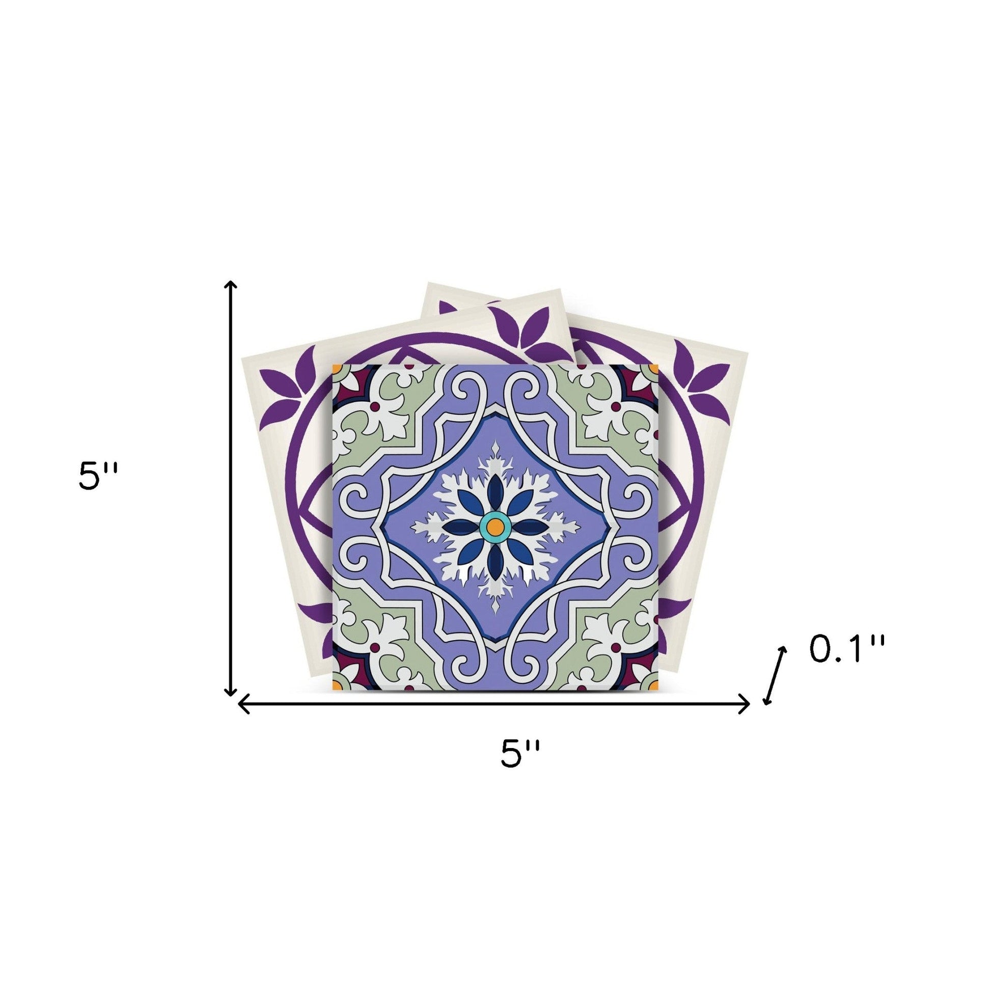 4" X 4" Vintage Purple And Taupe Mosaic Peel And Stick Removable Tiles HomeRoots