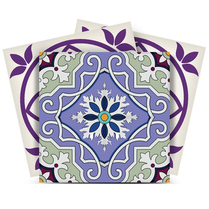 7" x 7" Purple Vinyl Peel And Stick Removable Tiles HomeRoots
