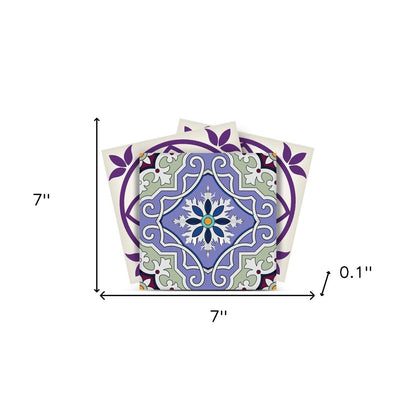 4" X 4" Vintage Purple And Taupe Mosaic Peel And Stick Removable Tiles HomeRoots