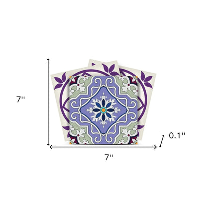 4" X 4" Vintage Purple And Taupe Mosaic Peel And Stick Removable Tiles HomeRoots