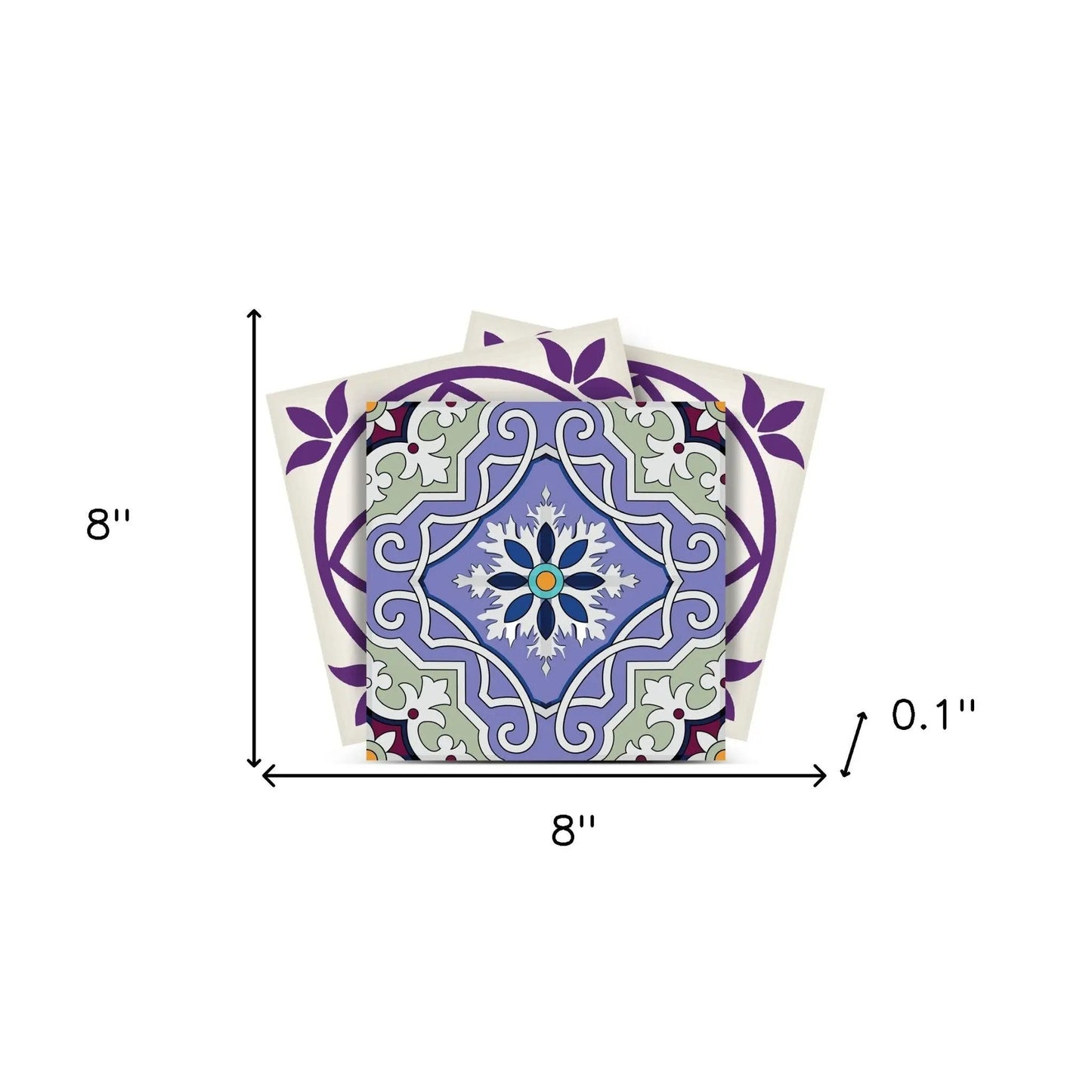 4" X 4" Vintage Purple And Taupe Mosaic Peel And Stick Removable Tiles HomeRoots