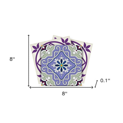 4" X 4" Vintage Purple And Taupe Mosaic Peel And Stick Removable Tiles HomeRoots