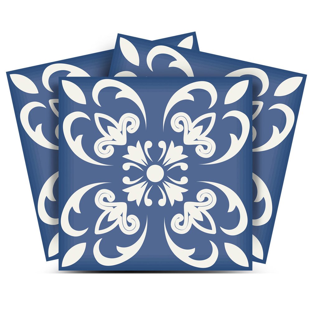 4" X 4" Wedgwood Blue And White Peel And Stick Removable Tiles HomeRoots