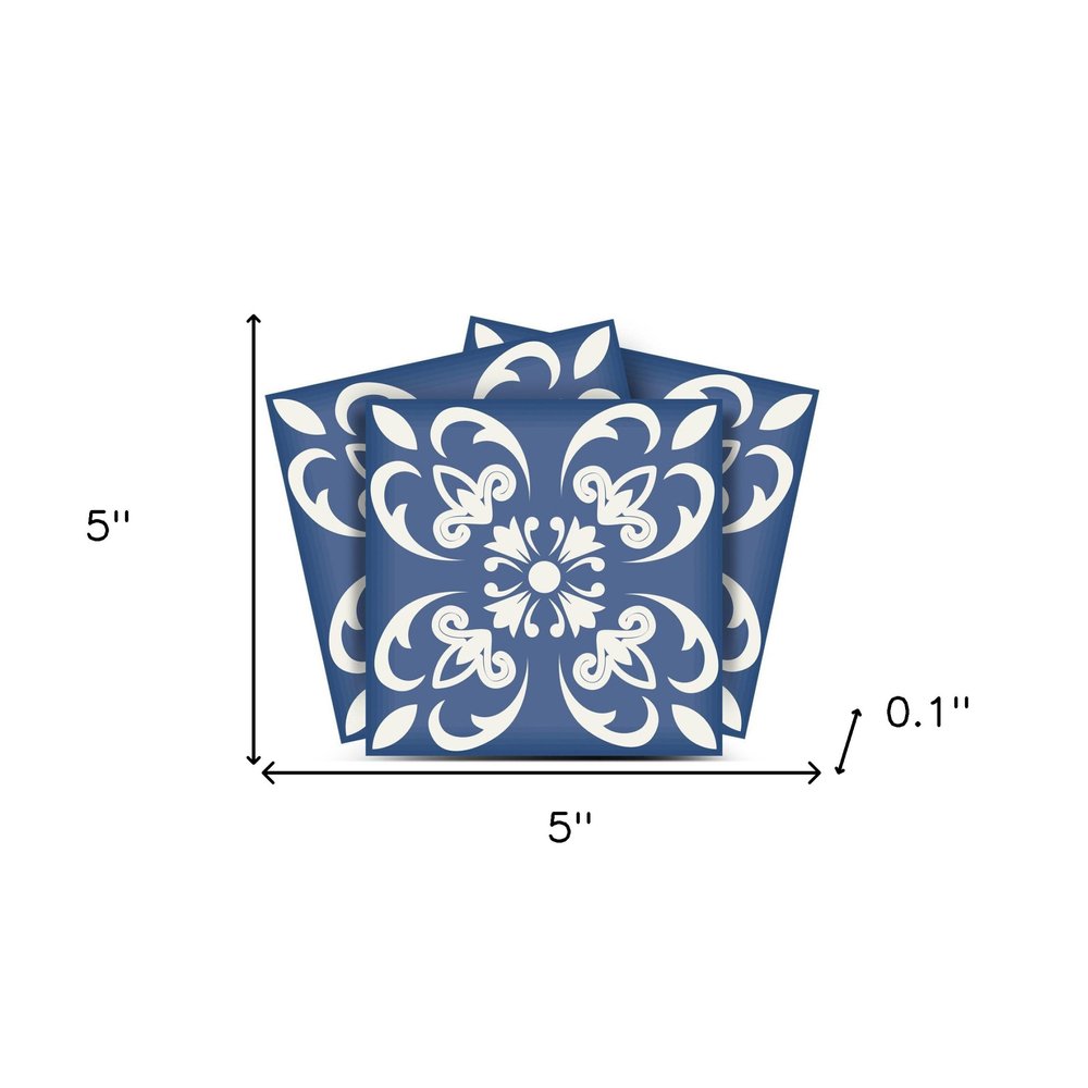 5" X 5" Wedgwood Blue And White  Peel And Stick Removable Tiles HomeRoots
