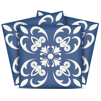 4" X 4" Wedgwood Blue And White Peel And Stick Removable Tiles