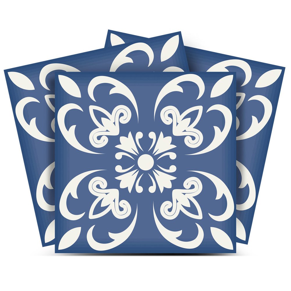 4" X 4" Wedgwood Blue And White Peel And Stick Removable Tiles HomeRoots
