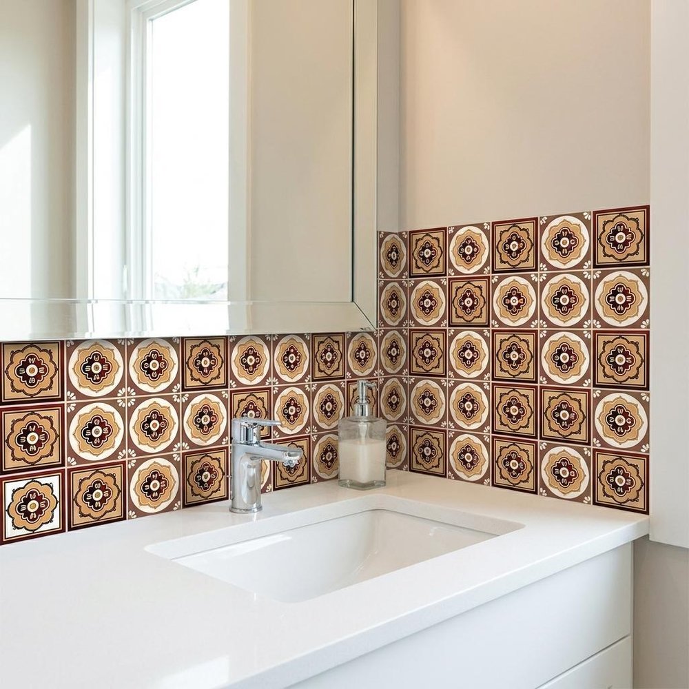 7" x 7" Brown And White Peel And Stick Removable Tiles HomeRoots