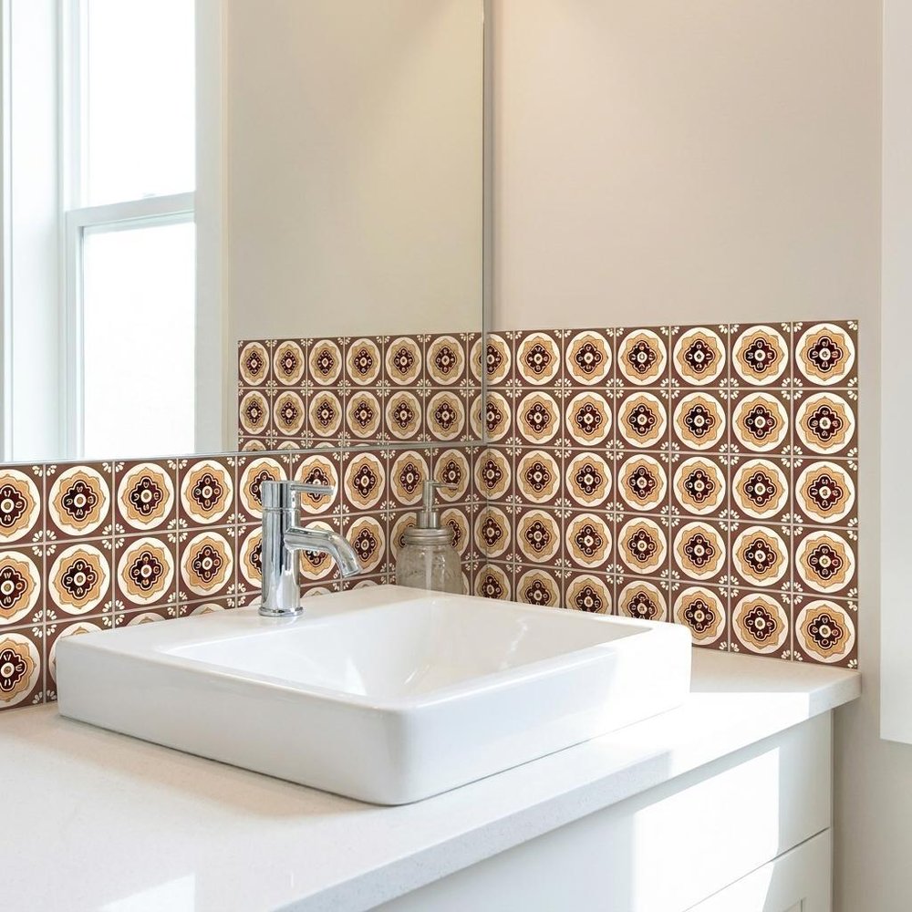 7" x 7" Brown And White Peel And Stick Removable Tiles HomeRoots