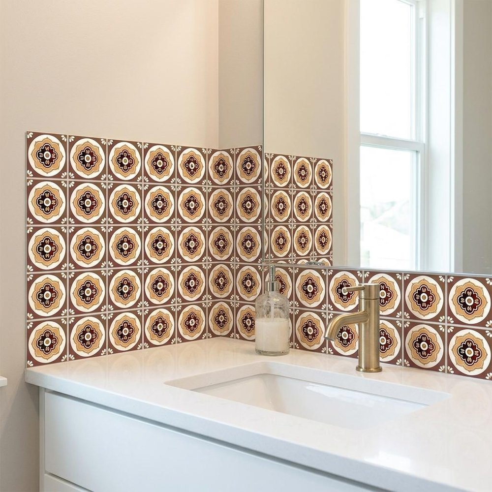 7" x 7" Brown And White Peel And Stick Removable Tiles HomeRoots