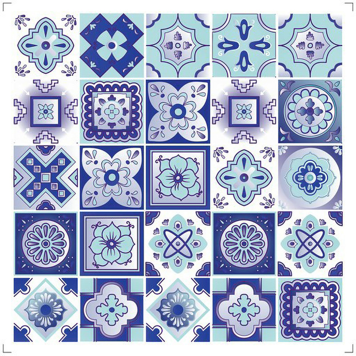 4" X 4" Vintage Turq Blue And White Peel And Stick Removable Tiles HomeRoots