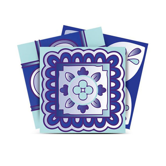 7" x 7" Blue And White Vinyl Peel And Stick Removable Tiles HomeRoots