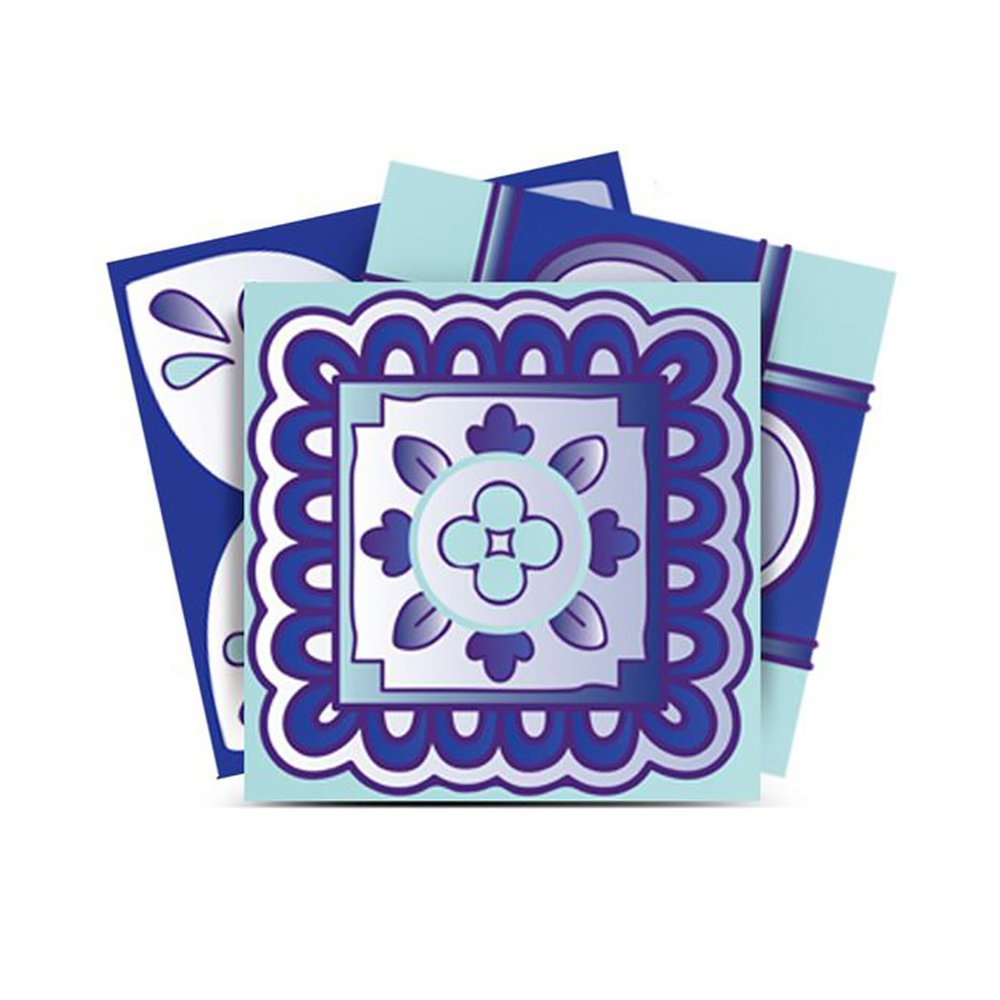 5" X 5" Vintage Turq Blue And White Peel And Stick Removable Tiles HomeRoots