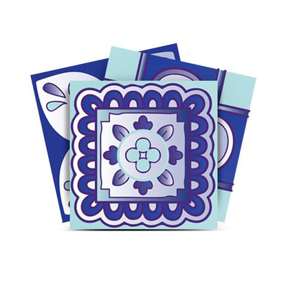5" X 5" Vintage Turq Blue And White Peel And Stick Removable Tiles HomeRoots