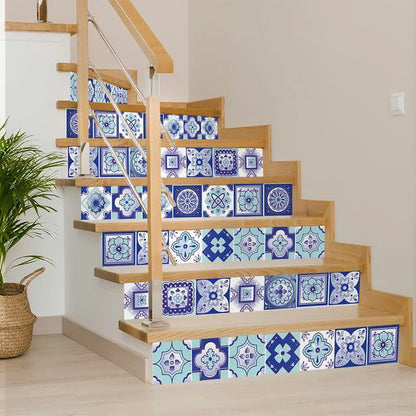 4" X 4" Vintage Turq Blue And White Peel And Stick Removable Tiles HomeRoots