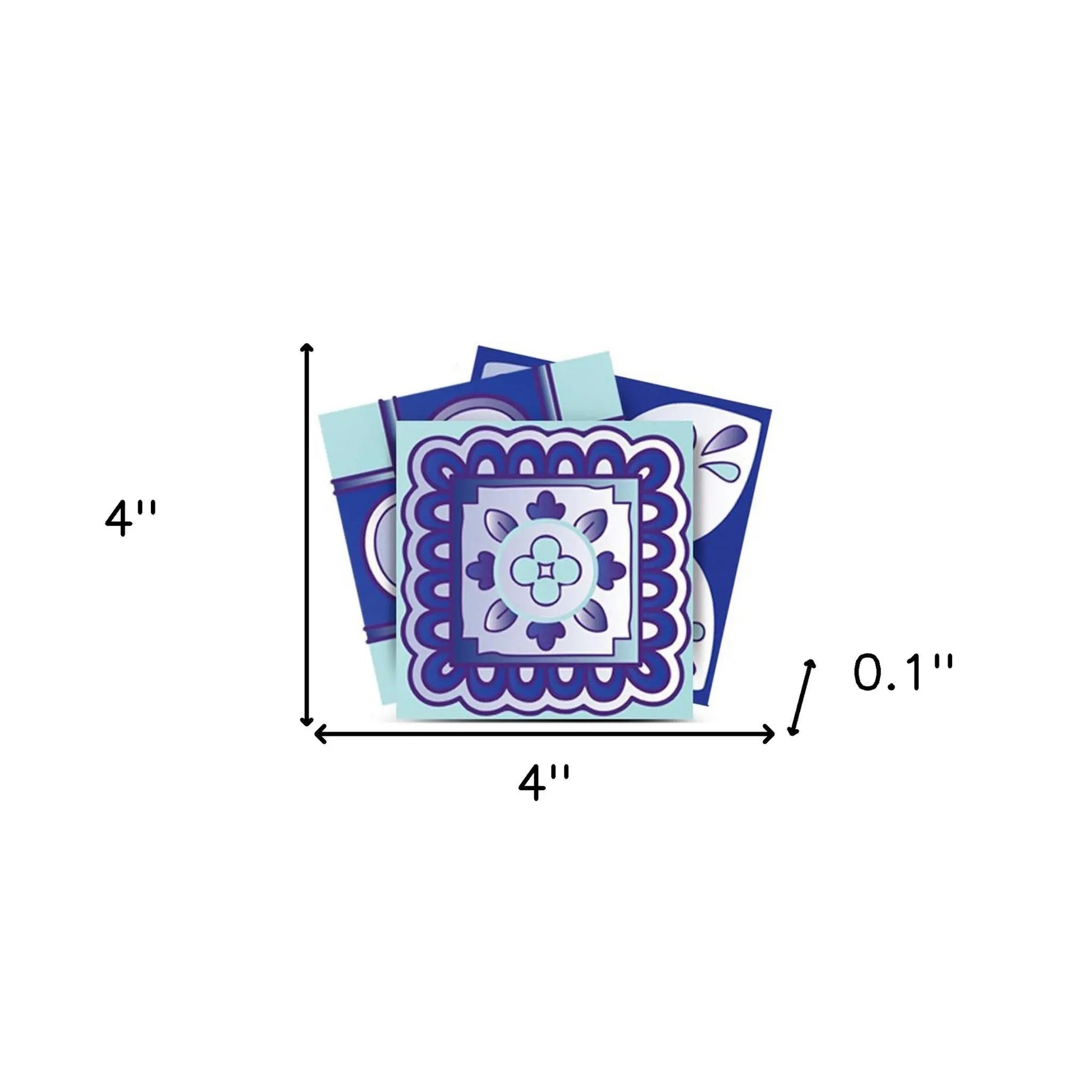 4" X 4" Vintage Turq Blue And White Peel And Stick Removable Tiles HomeRoots