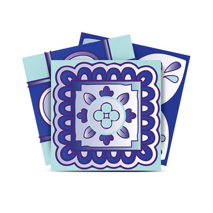 5" X 5" Vintage Turq Blue And White Peel And Stick Removable Tiles HomeRoots