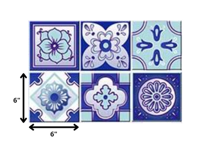 4" X 4" Vintage Turq Blue And White Peel And Stick Removable Tiles HomeRoots